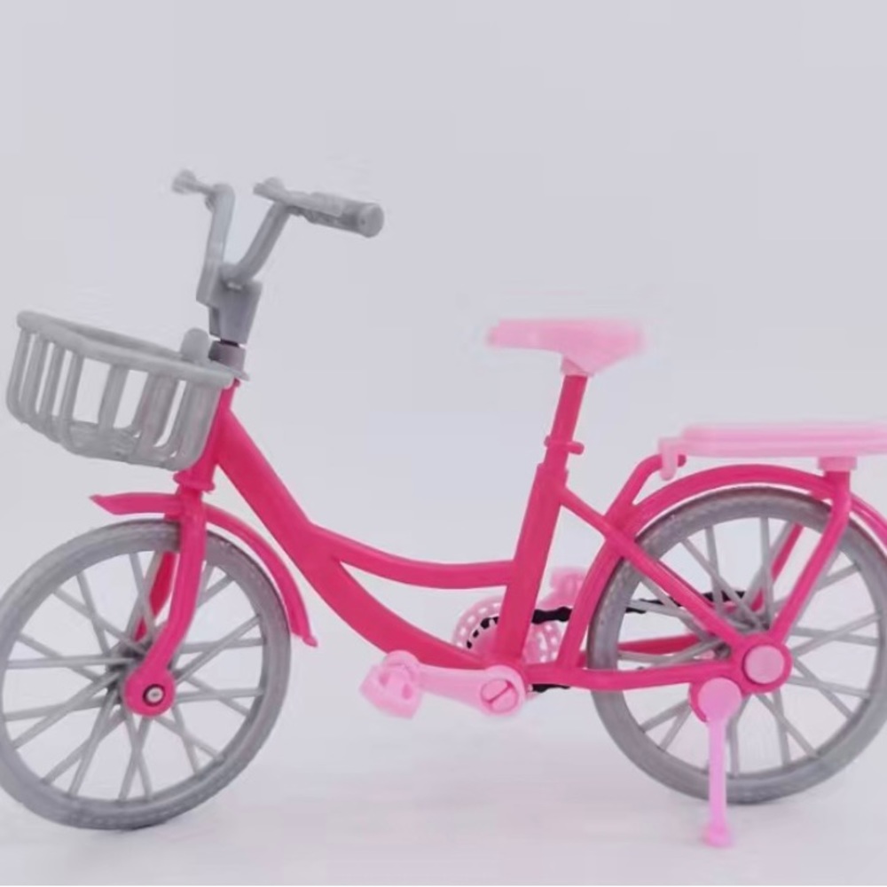 Pink Bicycle with Basket - for Critters, little dolls and Barbie.